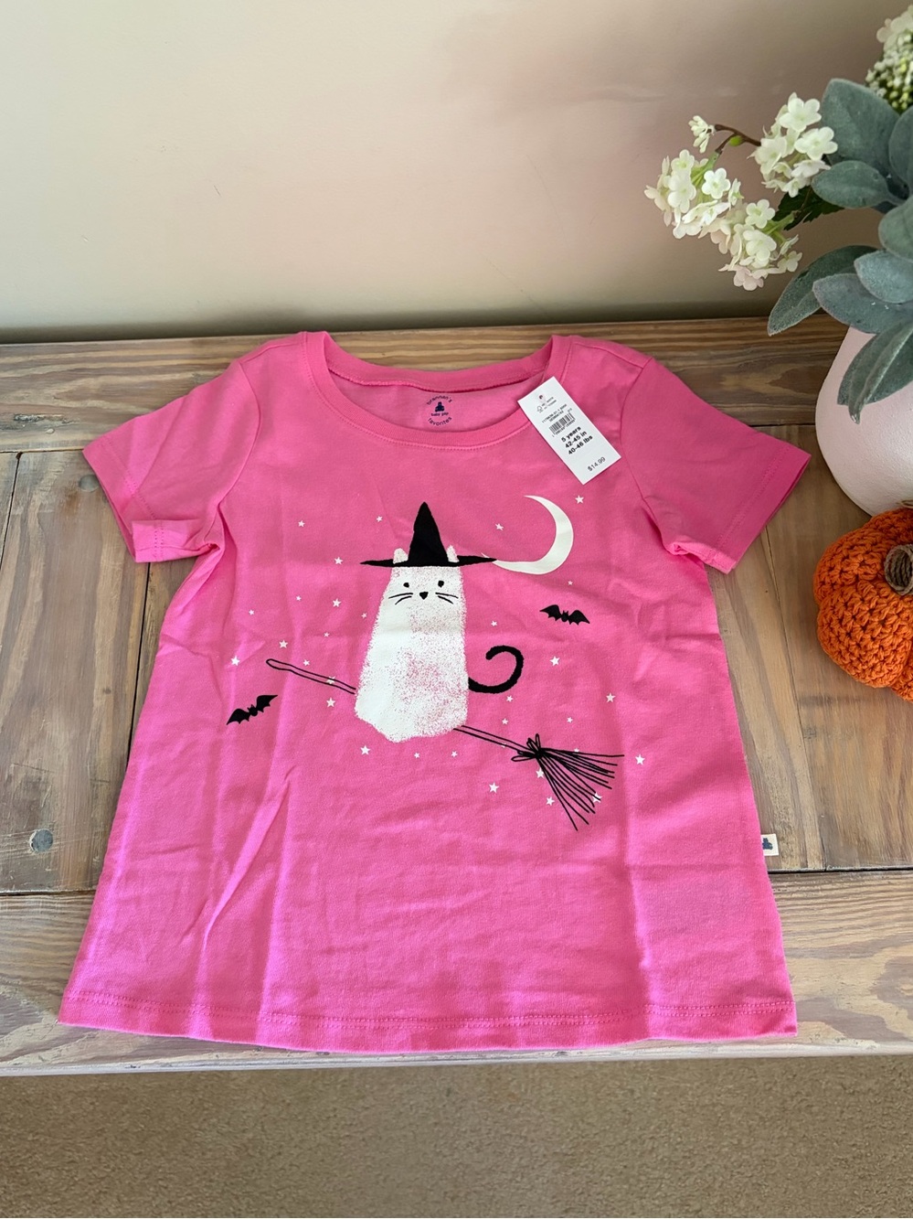 GAP Pink Halloween Witch Cat Graphic Tee 🐈⬛
